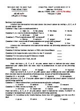 Đề đề xuất kiểm tra chất lượng học kỳ II môn Tiếng Anh Lớp 8 (Thí điểm) - Năm học 2015-2016 - Phòng GD & ĐT Cao Lãnh (Có đáp án)